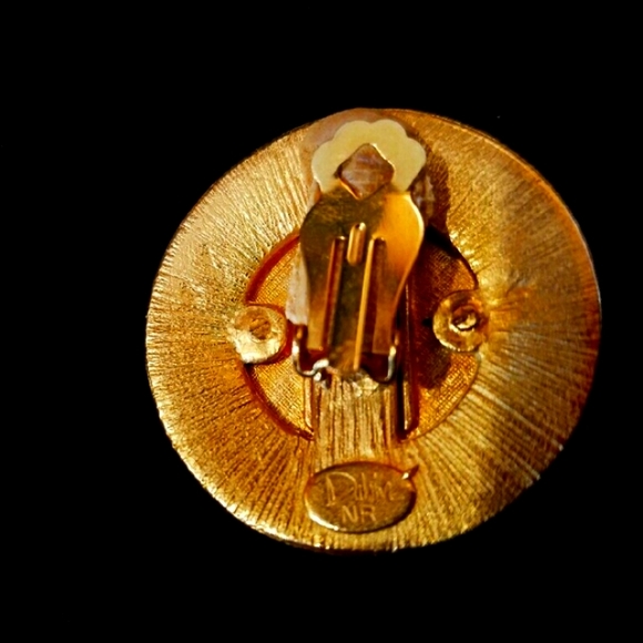 Dubin Rhinestone & Gold Roman Byzantine Etruscan Coin Earrings - Picture 4 of 5